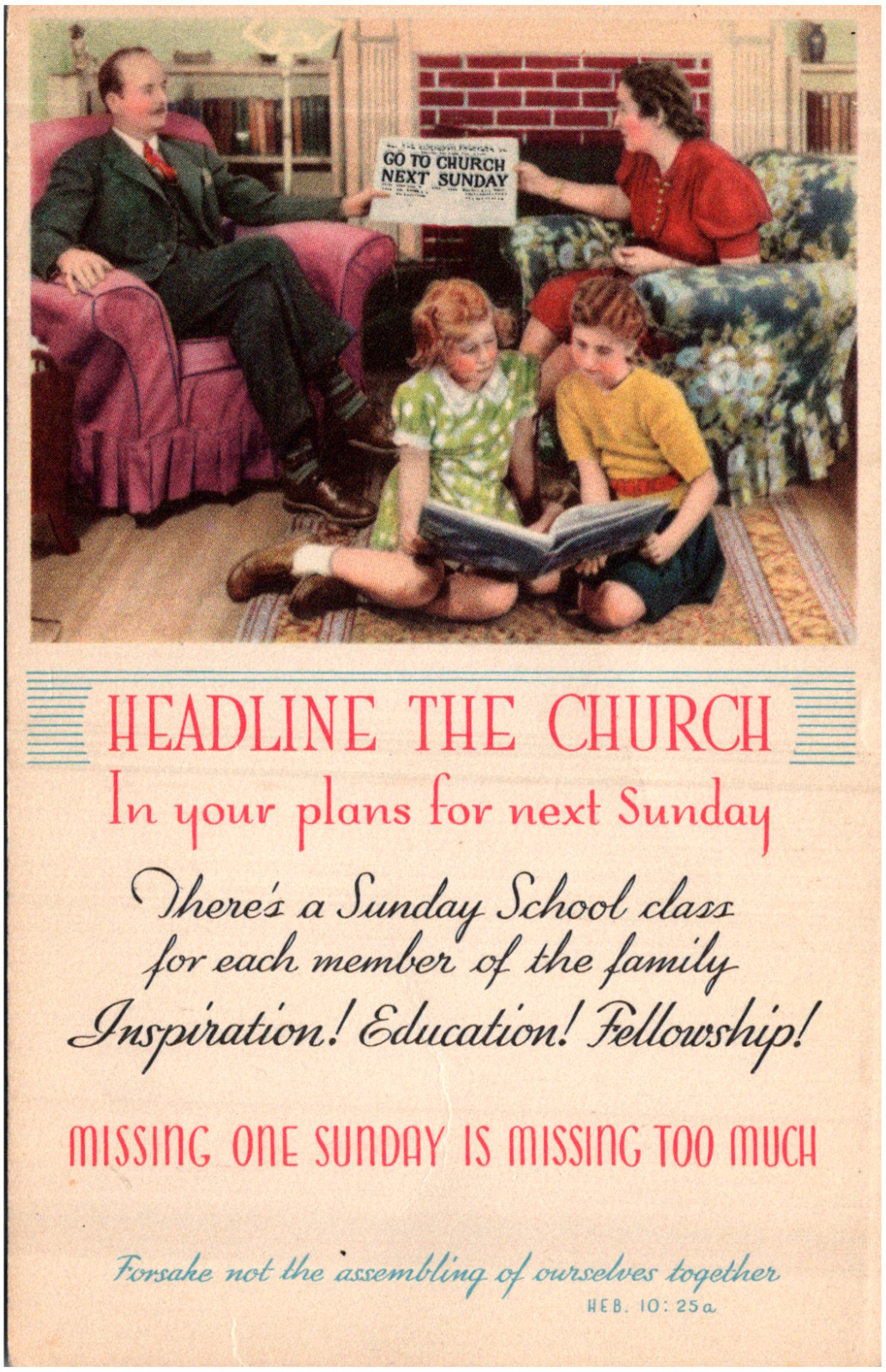 Headline The Church in Your Plans for Next Sunday School Religious Postcard