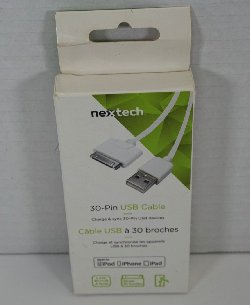 Nextech 30-Pin USB Cable iPod iPhone iPad Charge Sync 4ft 1.2m