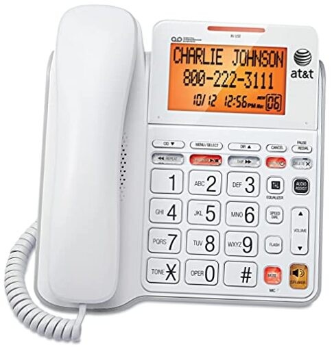 CL4940 Corded Answering System with Backlit Display, White, Display Dial, 