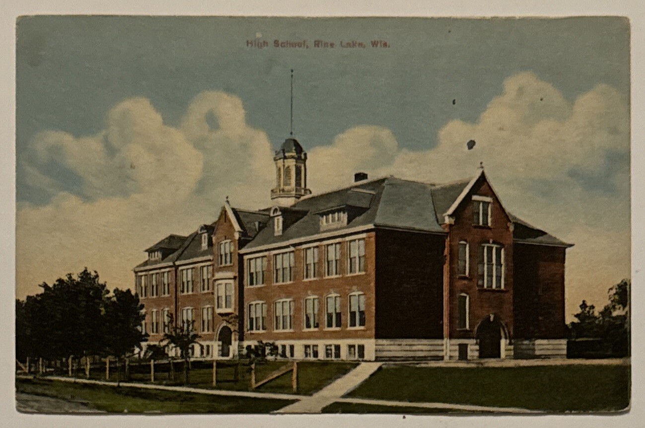 High School Rice Lake Wisconsin WI 1910s Postcard