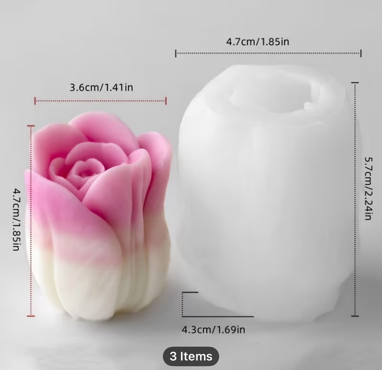 8Pcs Tulip/Rose Flower Candle Soap Wax Mold silicone- NOT in Original package 