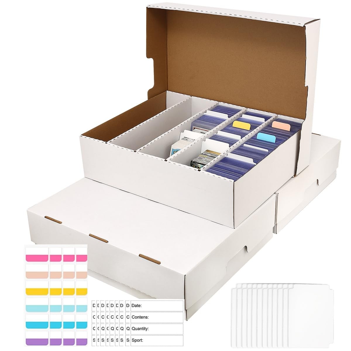 Sports Card Storage Box 5 Row 11850 Count Cardboard W/ Dividers Bulk