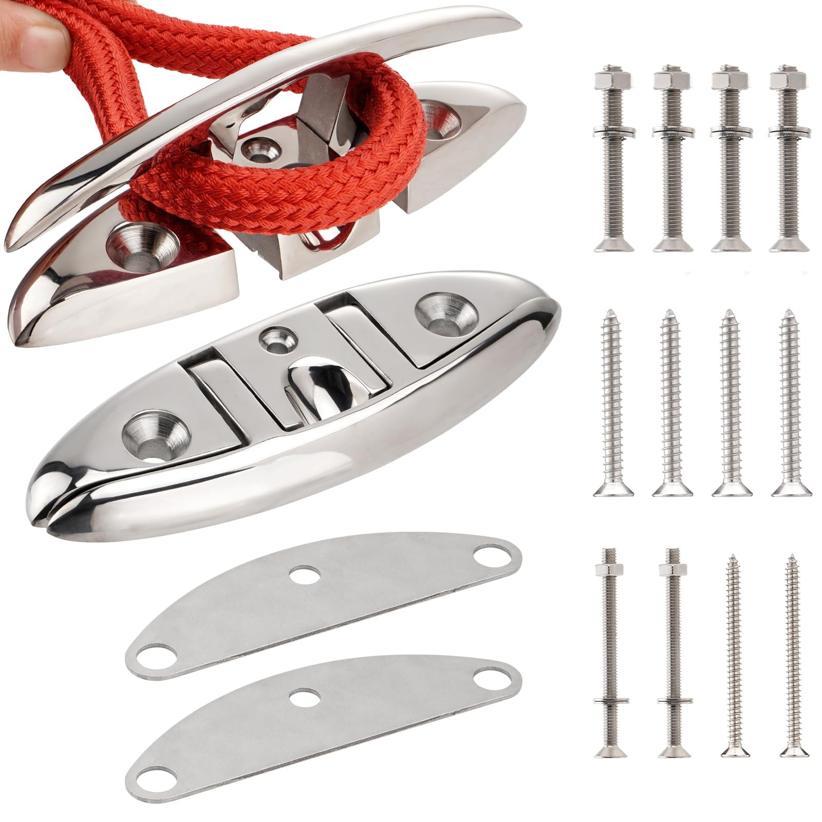 Racewill 2 Pack 6 inch Boat Folding Cleats, 316 Stainless Steel Flip-up Dock ...