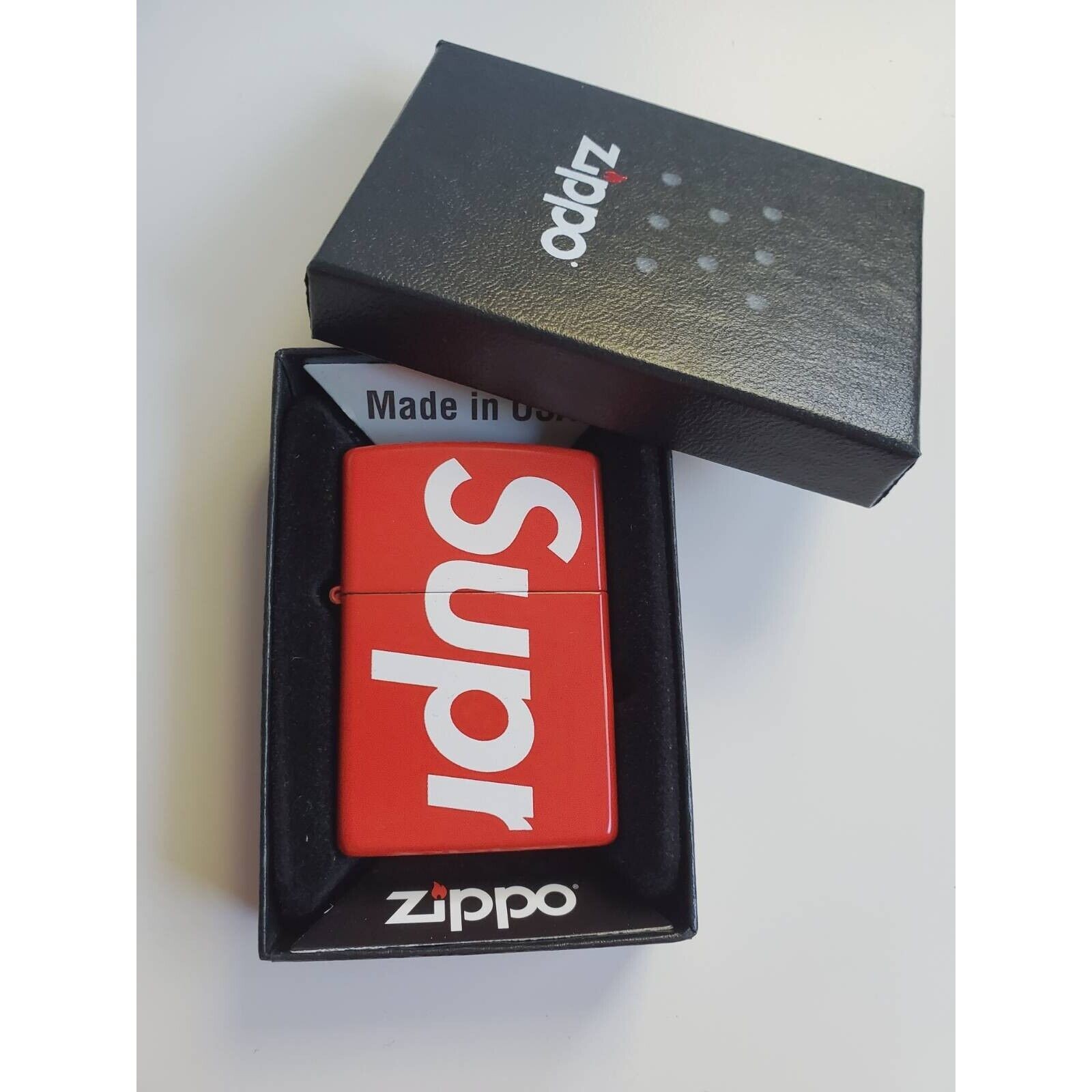 Genuine Zippo Supreme Logo Red Lighter W/ Box Collectable New
