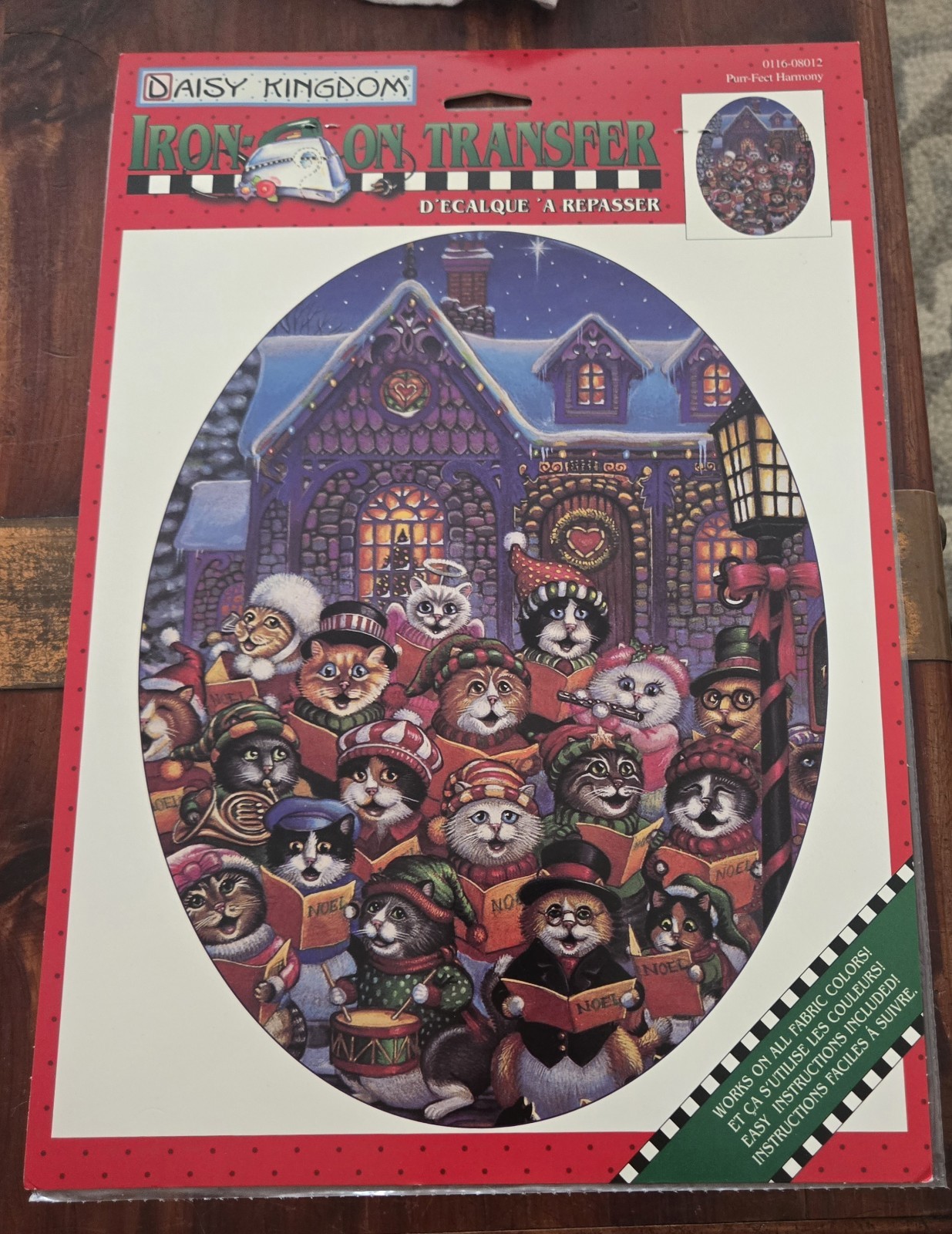 Vintage NOS Daisy Kingdom Iron-On Transfer Cat Carolers Holiday Christmas