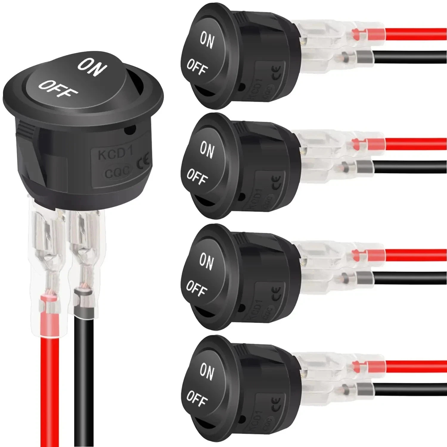 5Pcs 12V round Rocker Switch AC 6A/250V 10A/125V SPST 2 Pin 2 Position On/Off T