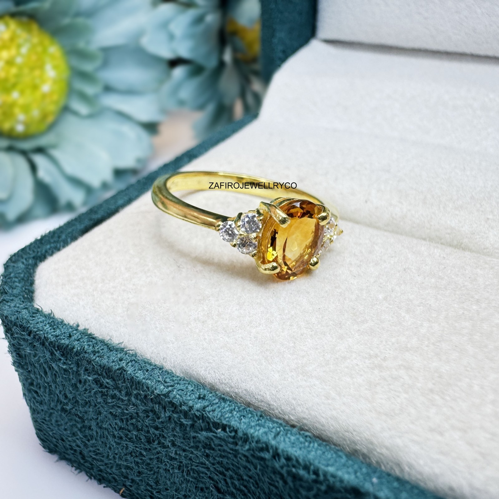 Natural Citrine Ring, 925 Sterling Silver, Women's Gift Ring