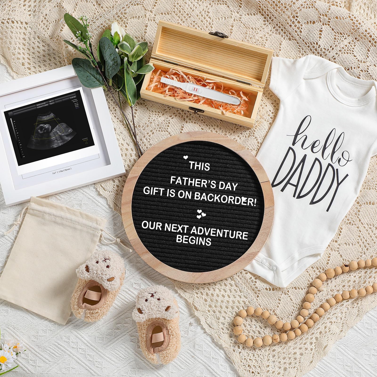 5 Pcs Surprise Pregnancy Announcements for Dad Felt Letter Board Kit Hello Da...
