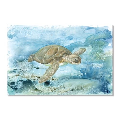 Sea Turtle Bathroom Wall Decor Modern Ocean 24"L x 16"W Under Sea Life - Turtle