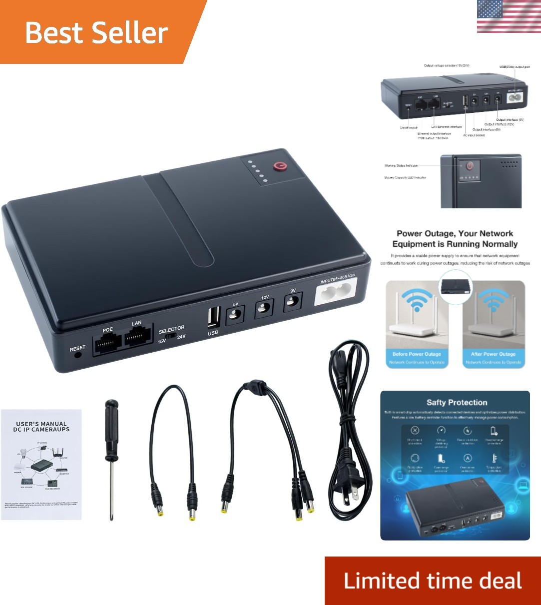 Mini DC UPS Uninterruptible Power Supply, UPS Battery Backup Power Supply for...