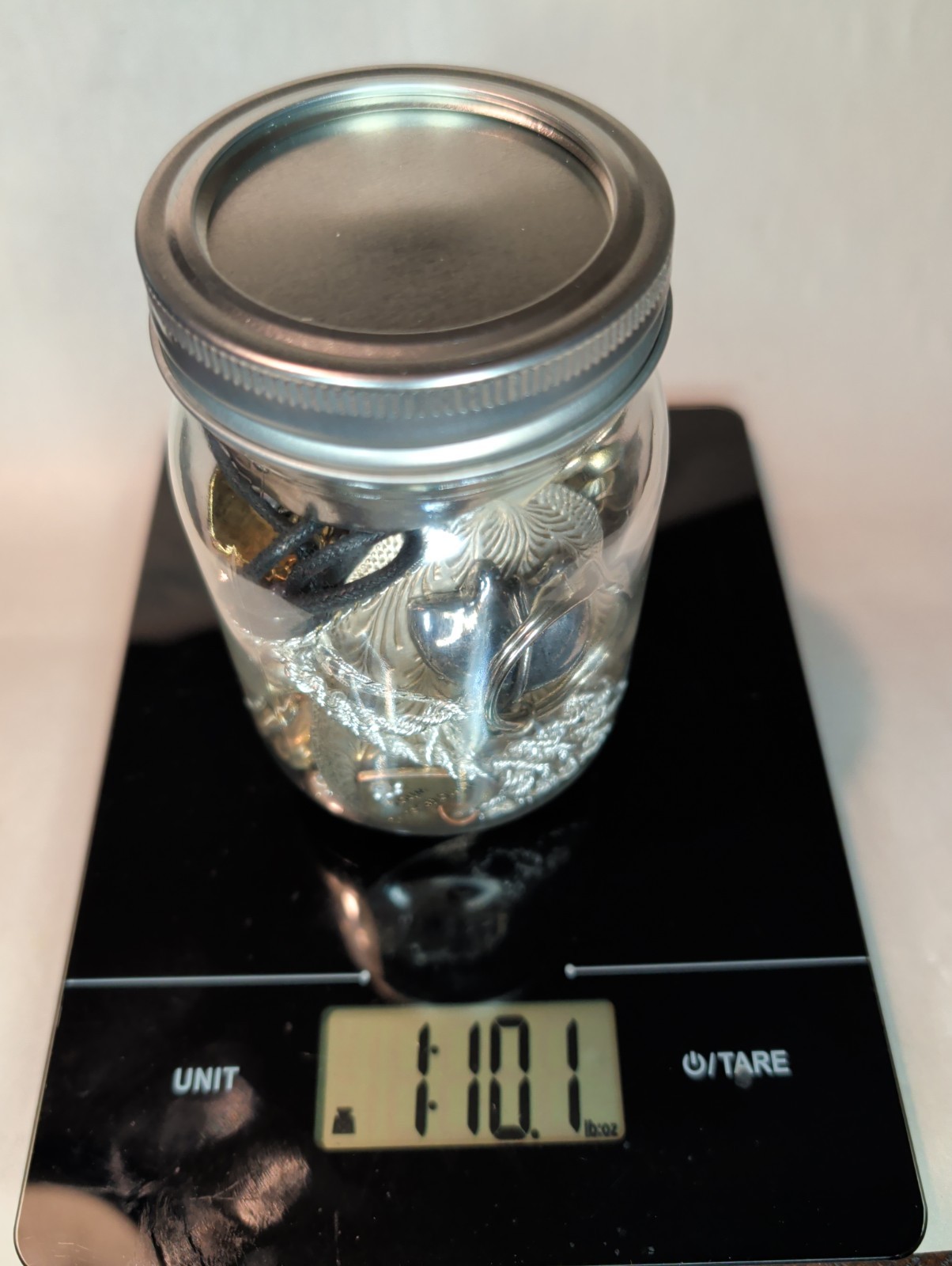 Heavy Metal Jewelry Jar 1 lb Mixed Rings Watches Chains Craft Resale Lot