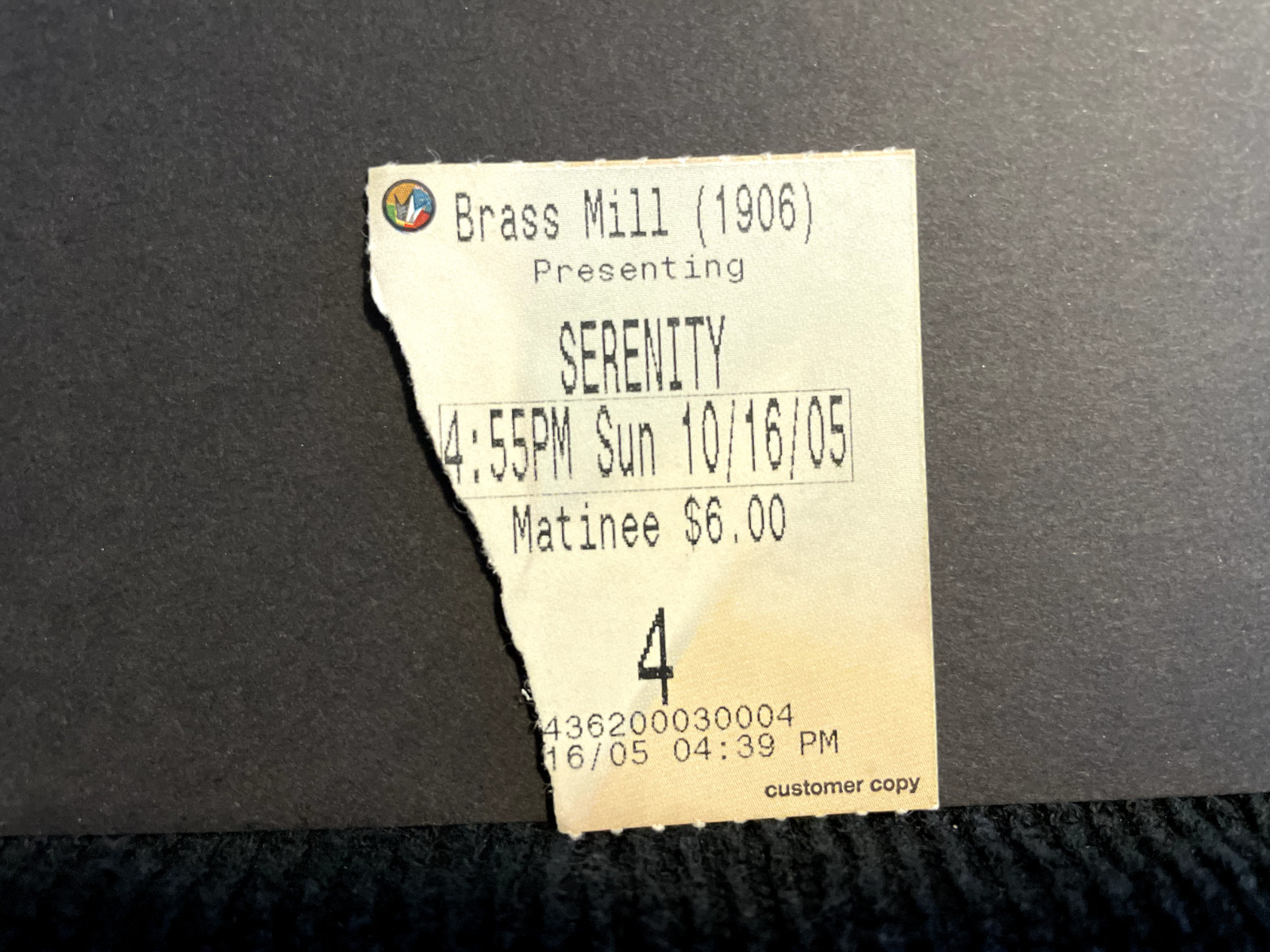 Vintage Movie Ticket Stub Serenity