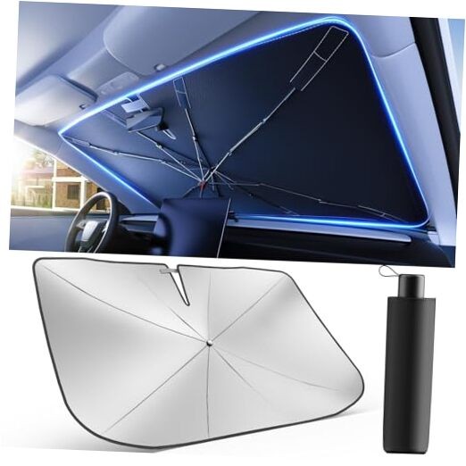 [2025 Upgrade]  Windshield Sun Shade Umbrella for Car Medium (57" L x 31" W)