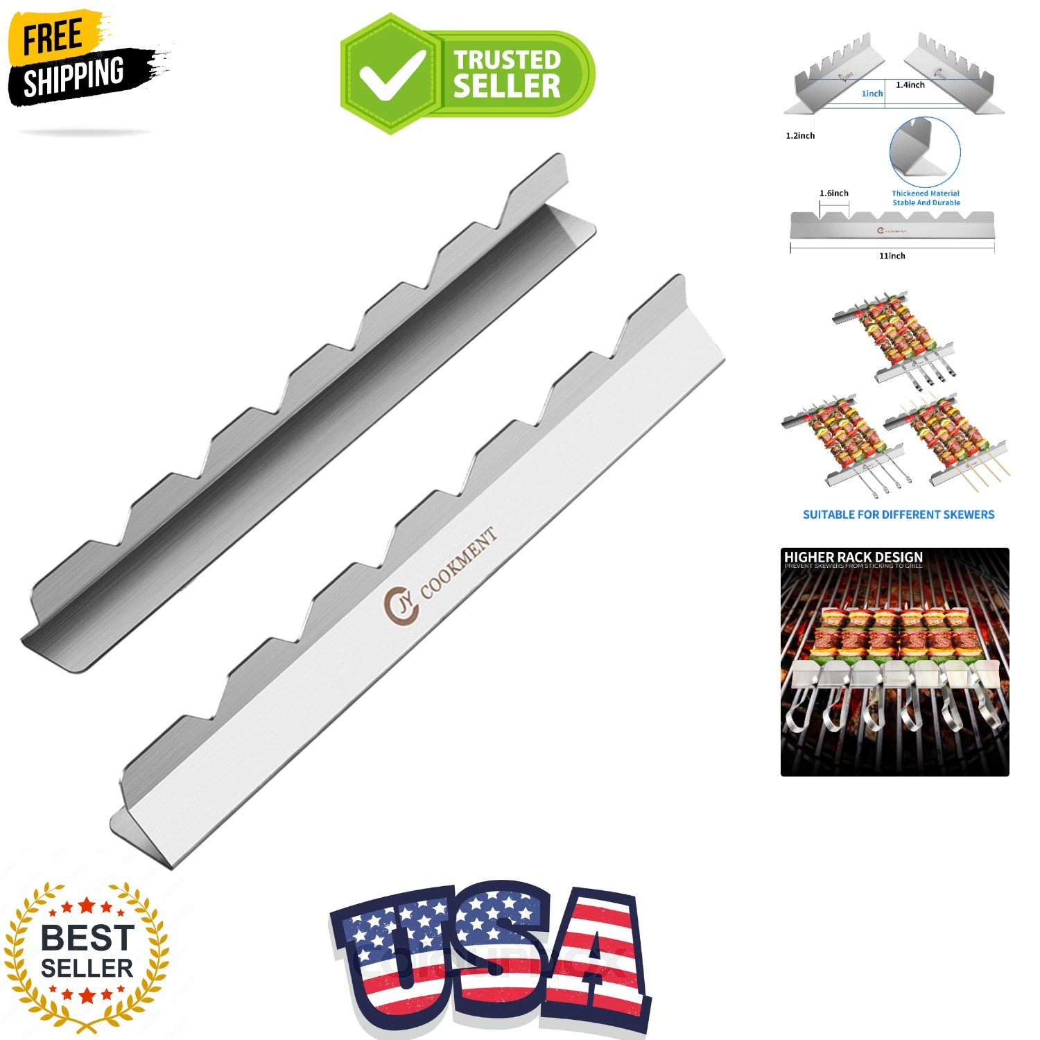 Kabob Rack For Kebab Skewers - Stainless Steel BBQ Rack Build Compatible with...