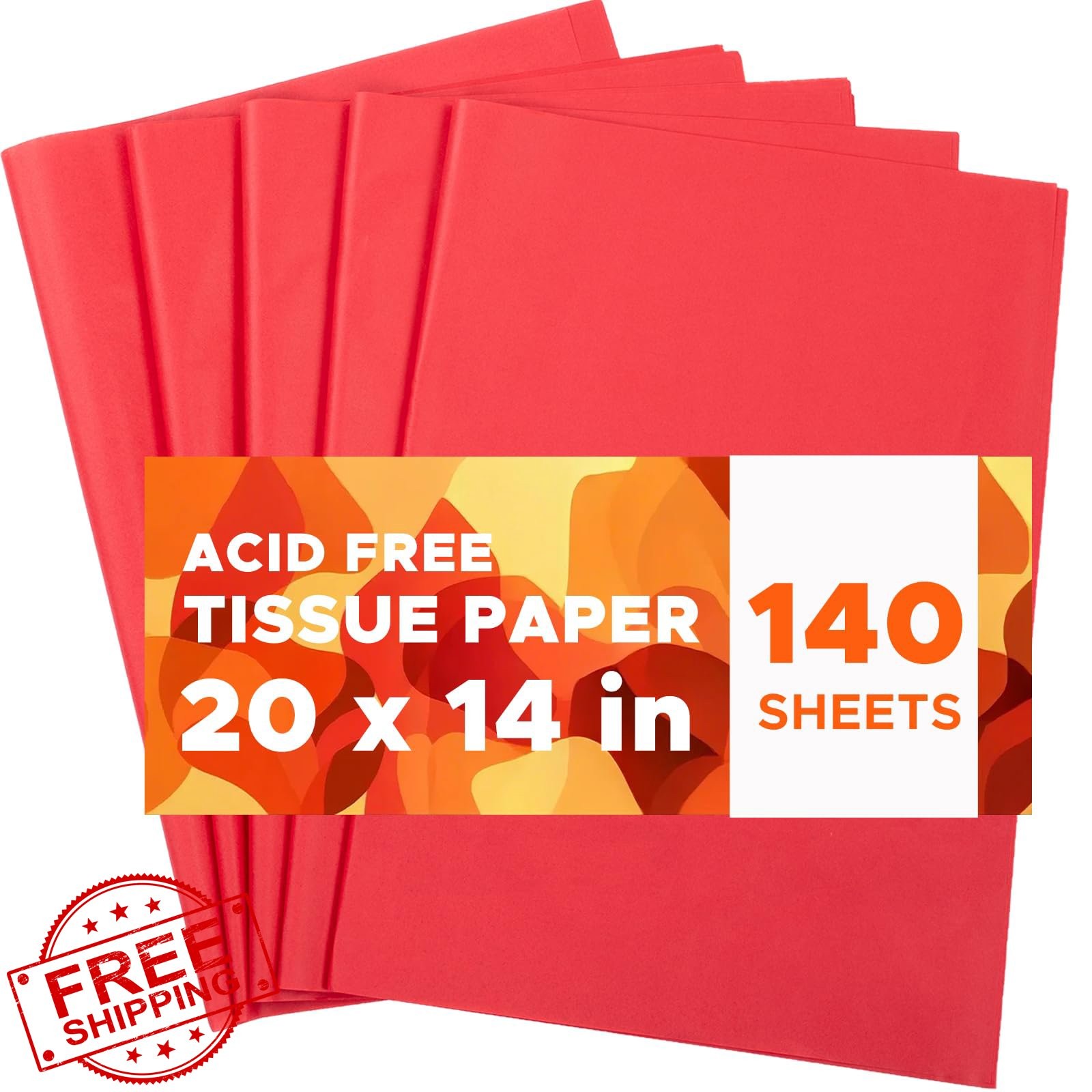 bondibili Red Tissue Paper 14x20", 140 Sheets Acid-Free Gift Wrap