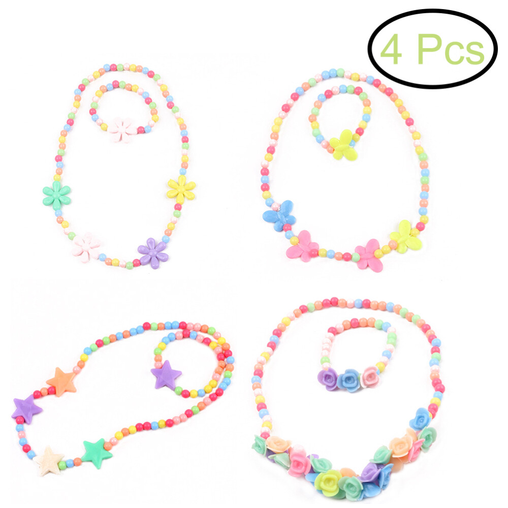 6PCS Candy Color Necklace and Bracelet Lovely Children Jewelry Set for Kids