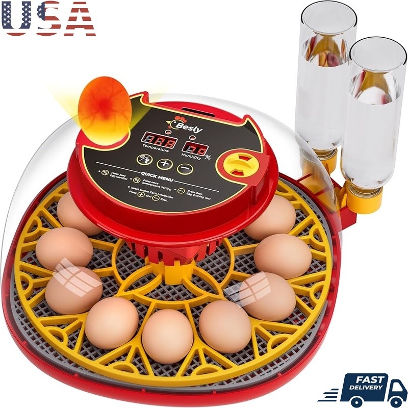 360° SmartView Incubator Auto-Rotation Humidity Control Easy Clean Egg Hatchery