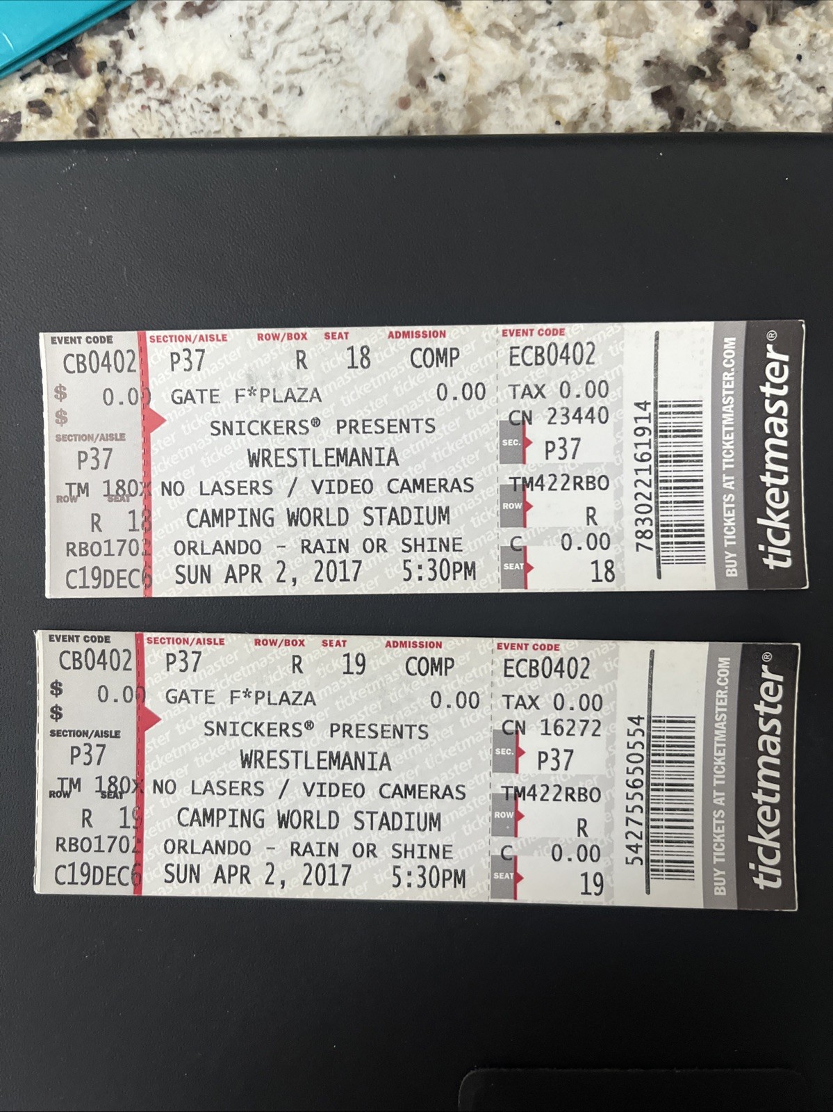 WWE Wrestlemania 33 Orlando seat 18 and 19 tickets