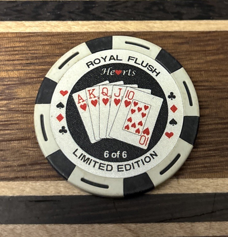 888 Poker League Royal Flush Hearts Ltd Ed 888 #6 Of 6  Casino Poker Gaming Chip
