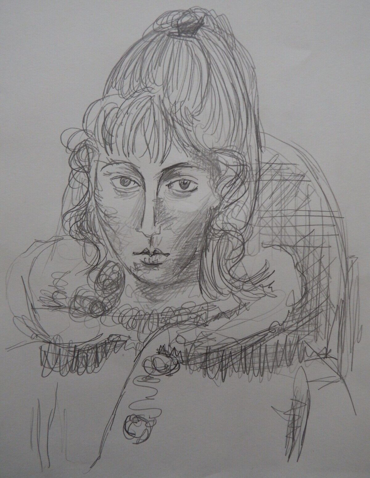 Pencil drawing Pablo Picasso portrait of Sylvette David 1954 (After)