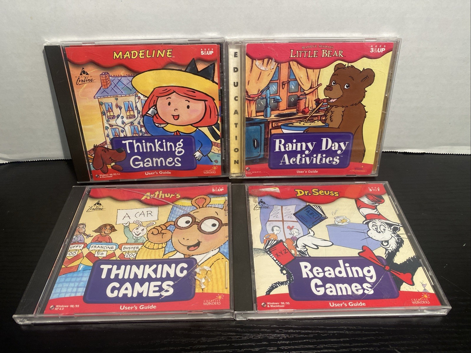 4 Pc Games 1999 Dr Seuss/ Little Bear/ Madeline /arthur Creative Wonders Windows