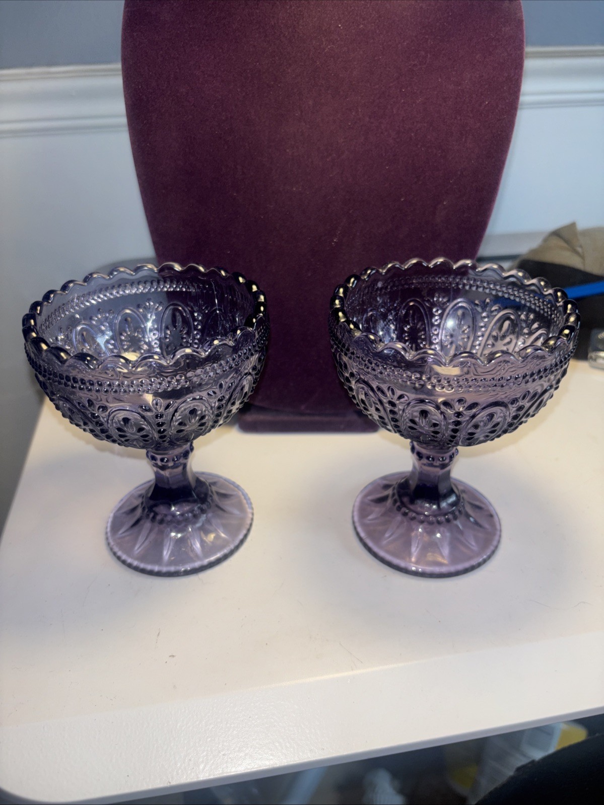 Anton Studio Savoie Amethyst Glass Sherbet Dessert Cup 4.5” Set Modern Vintage