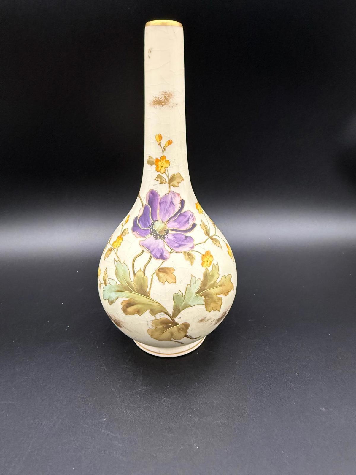 Antique Robert Hanke Porcelain Bud Vase – Handprinted Art Nouveau 9.5"