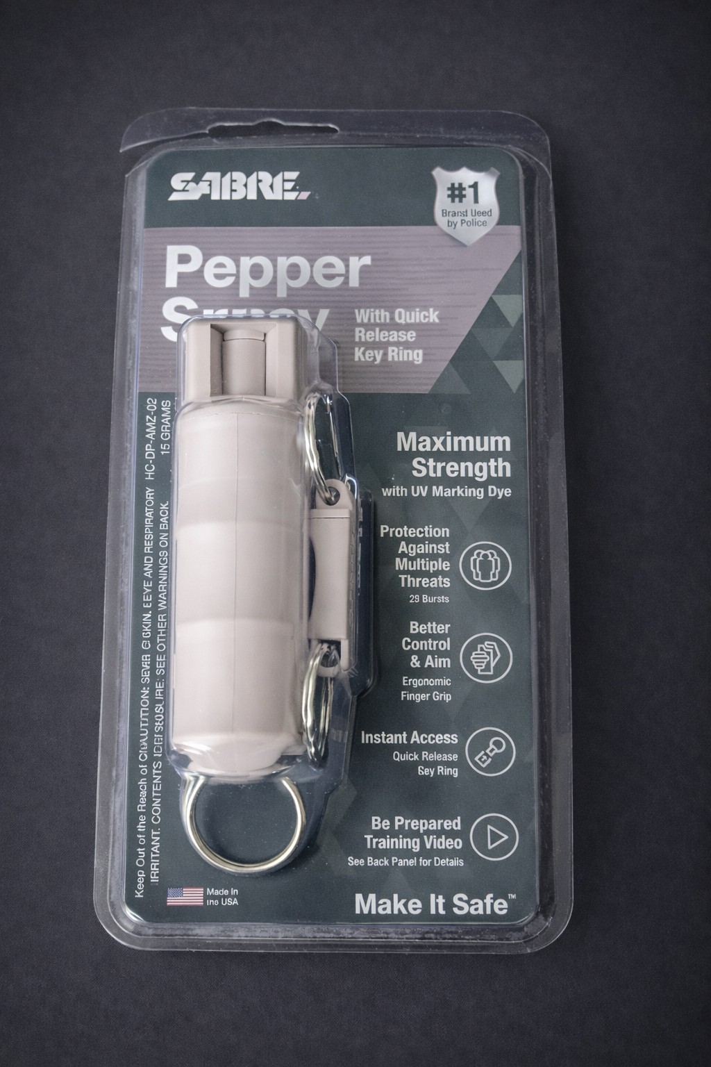 SABRE Red Pepper Spray 0.54oz Dusk Purple Keychain Strong Self Defense Tool