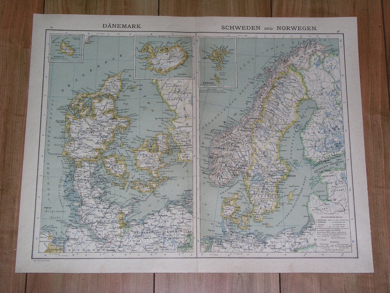 1900 ORIGINAL ANTIQUE MAP OF SCANDINAVIA SWEDEN NORWAY DENMARK ICELAND