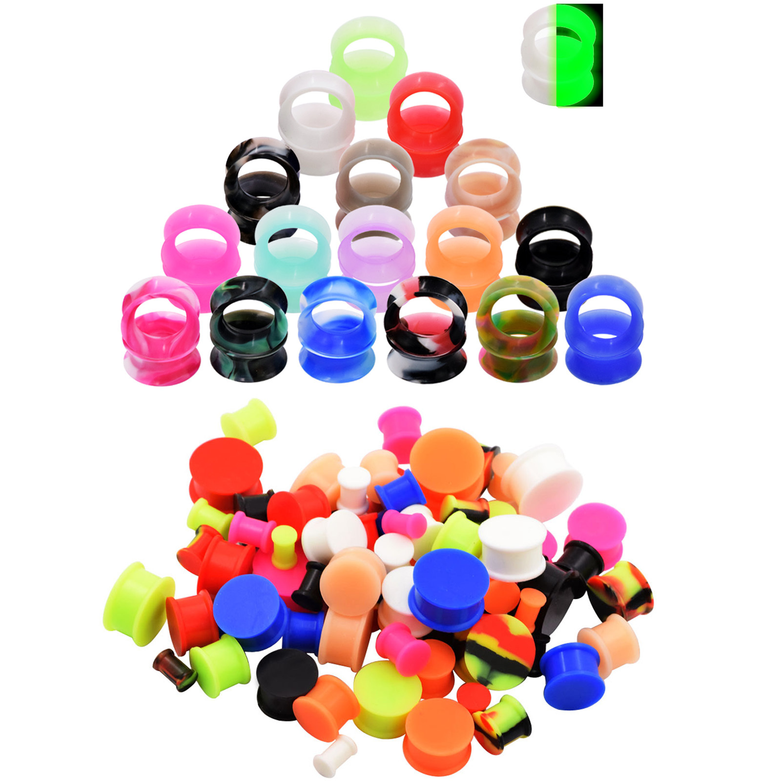 27 PAIR SET-Soft Silicone Ear Tunnels Plugs Ear Gauge Earlets - Up to Size 20mm