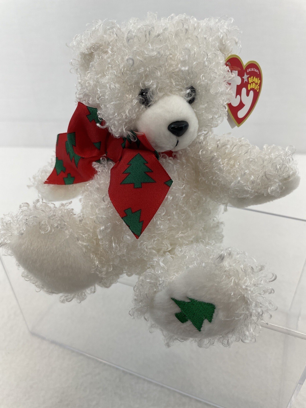 Ty Beanie Baby "Merrybelle" Christmas Holiday White Bear Green Tree on Foot 2005