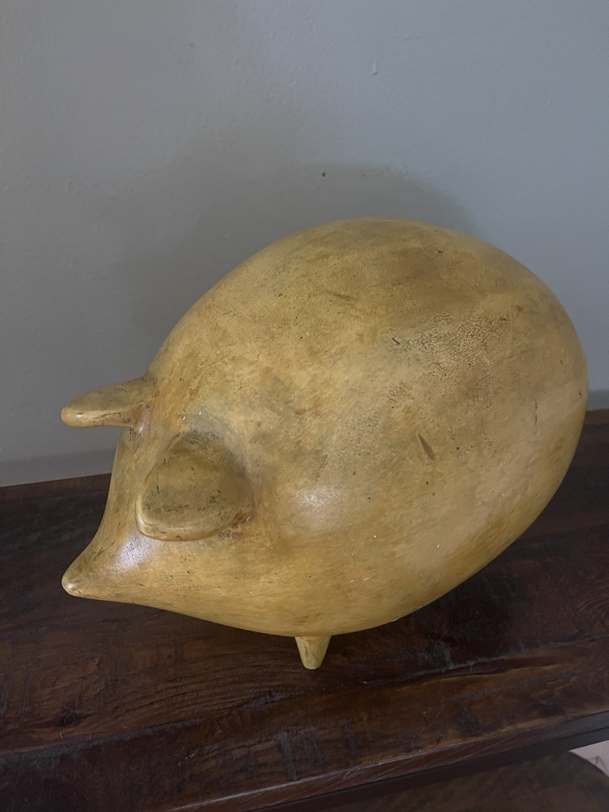 Large Vintage crackle finish Pig figurine Ceramic Porcelain farm decor