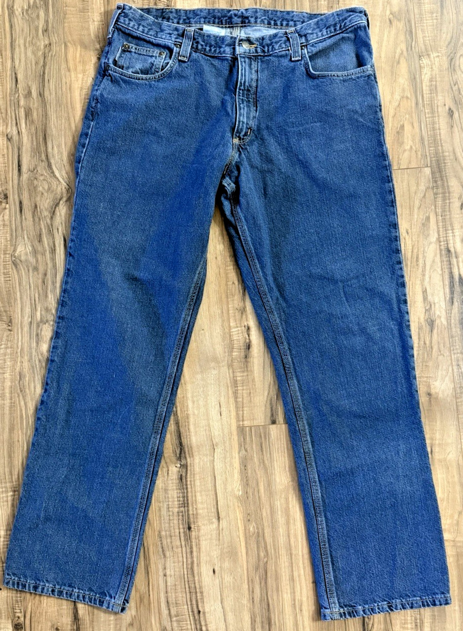 Carhartt Relaxed Fit Straight Leg Men's Jeans Size 36x34 Blue Denim Work Pants