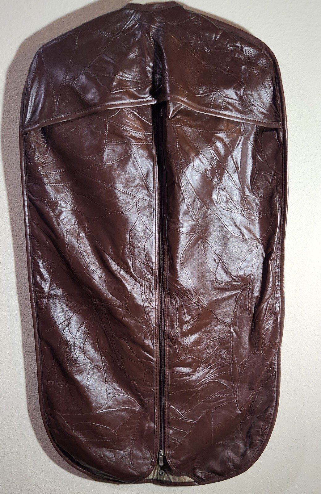 VINTAGE FAUX LEATHER GARMENT SUIT BAG CARRIER TRAVEL LUGGAGE WARDROBE 