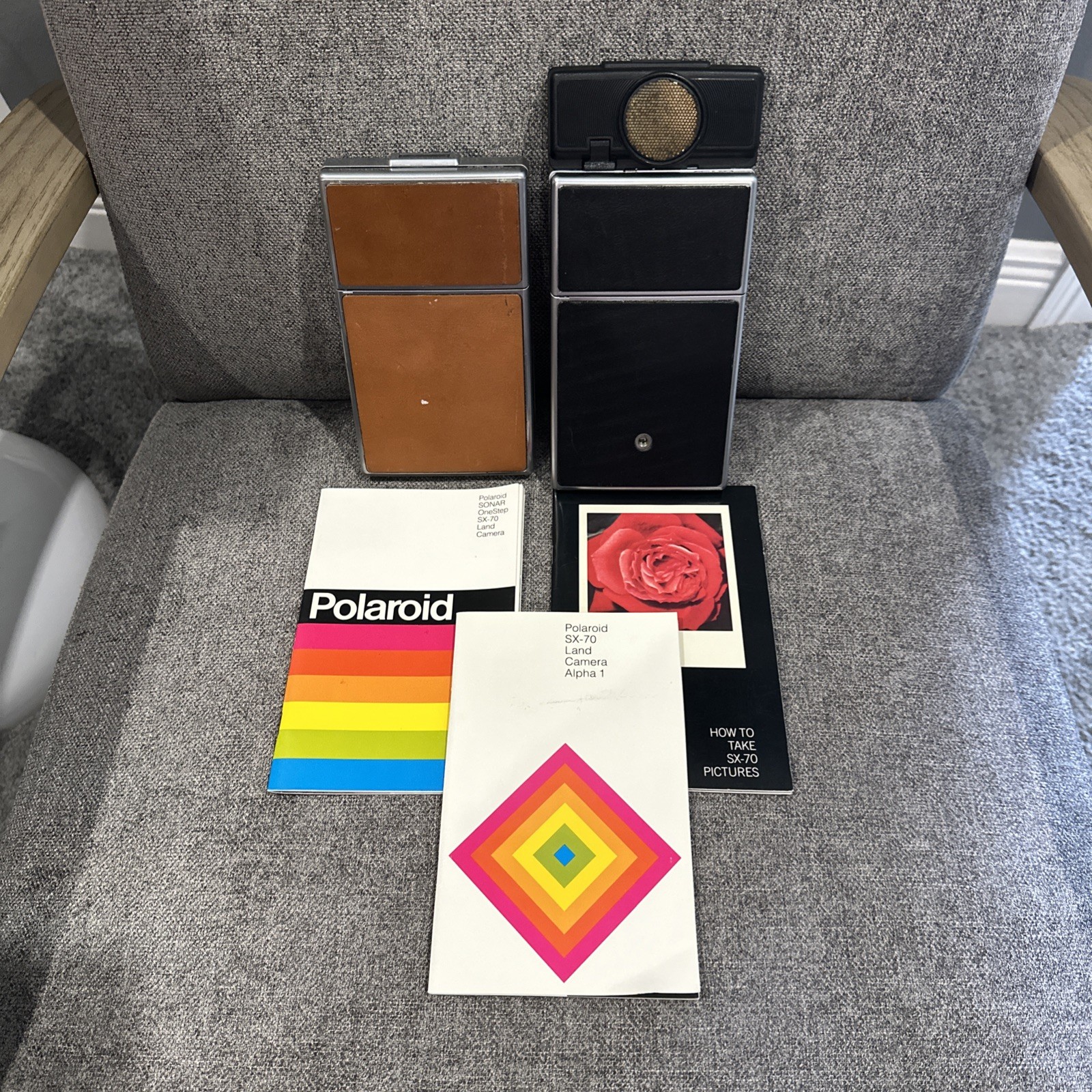 (2) POLAROID CAMERAS XS-70 SONAR LAND ONE STEP MANUALS