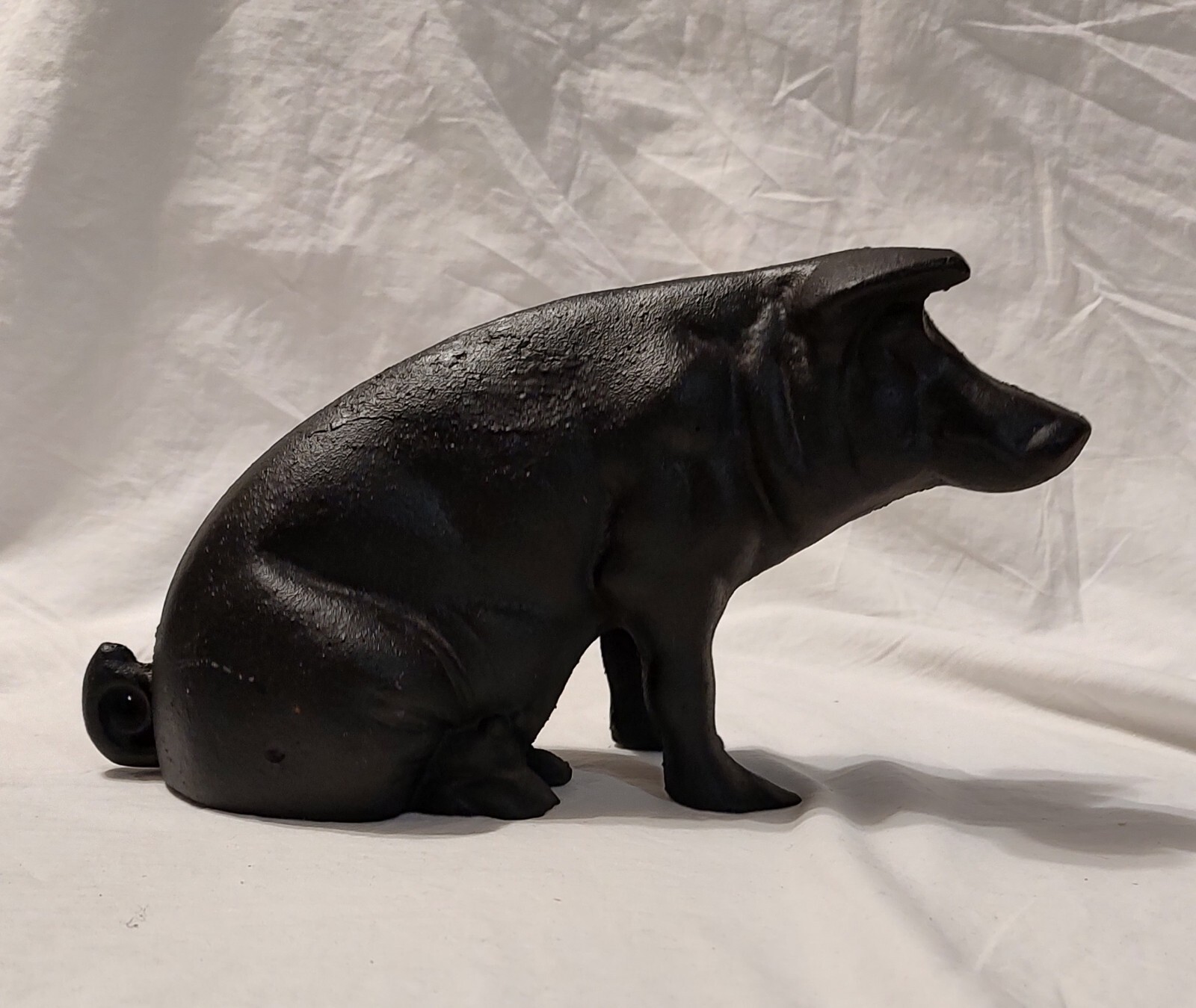 Vintage Cast Iron Boar Pig Piggy Bank Black Original Please See Description 