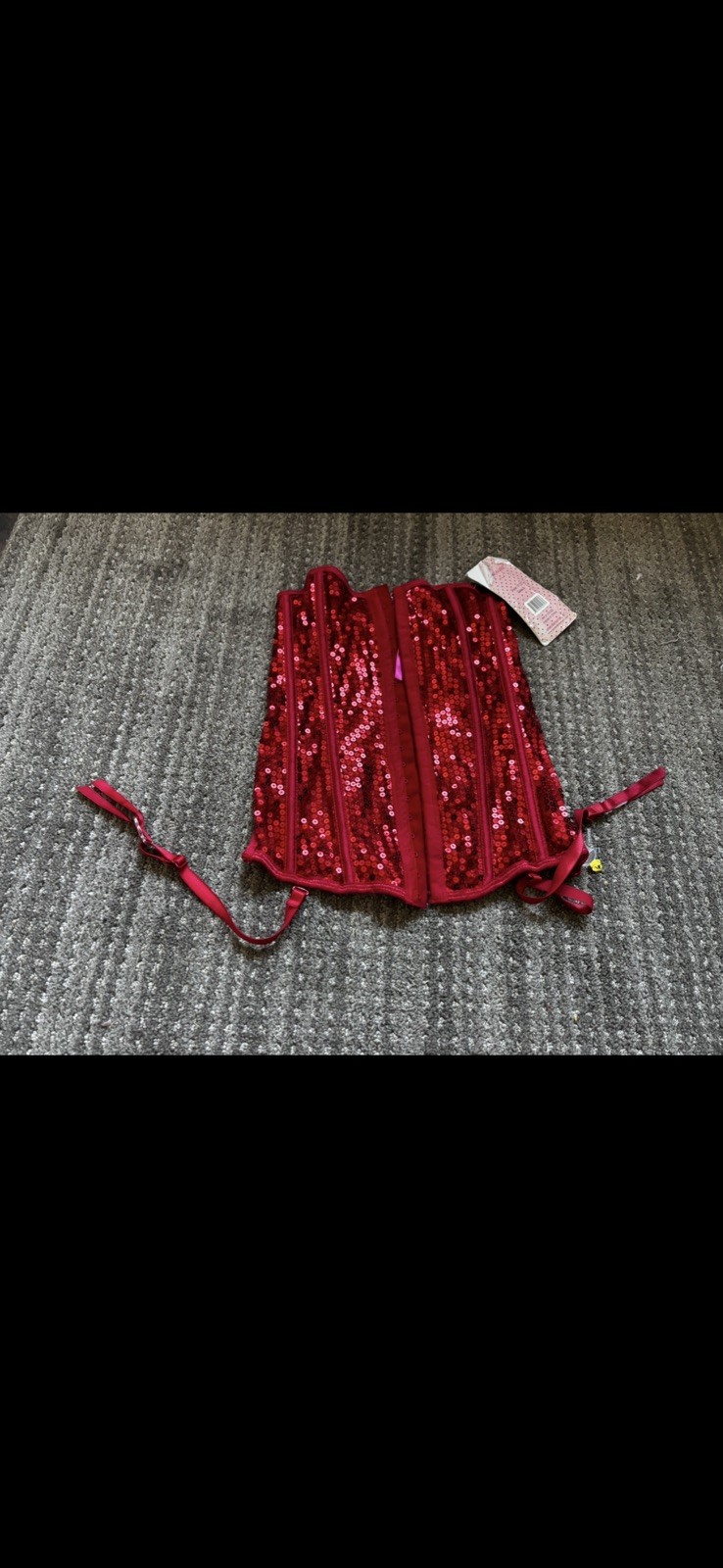 Red NWT Hustler Hollywood sequin corset stretch