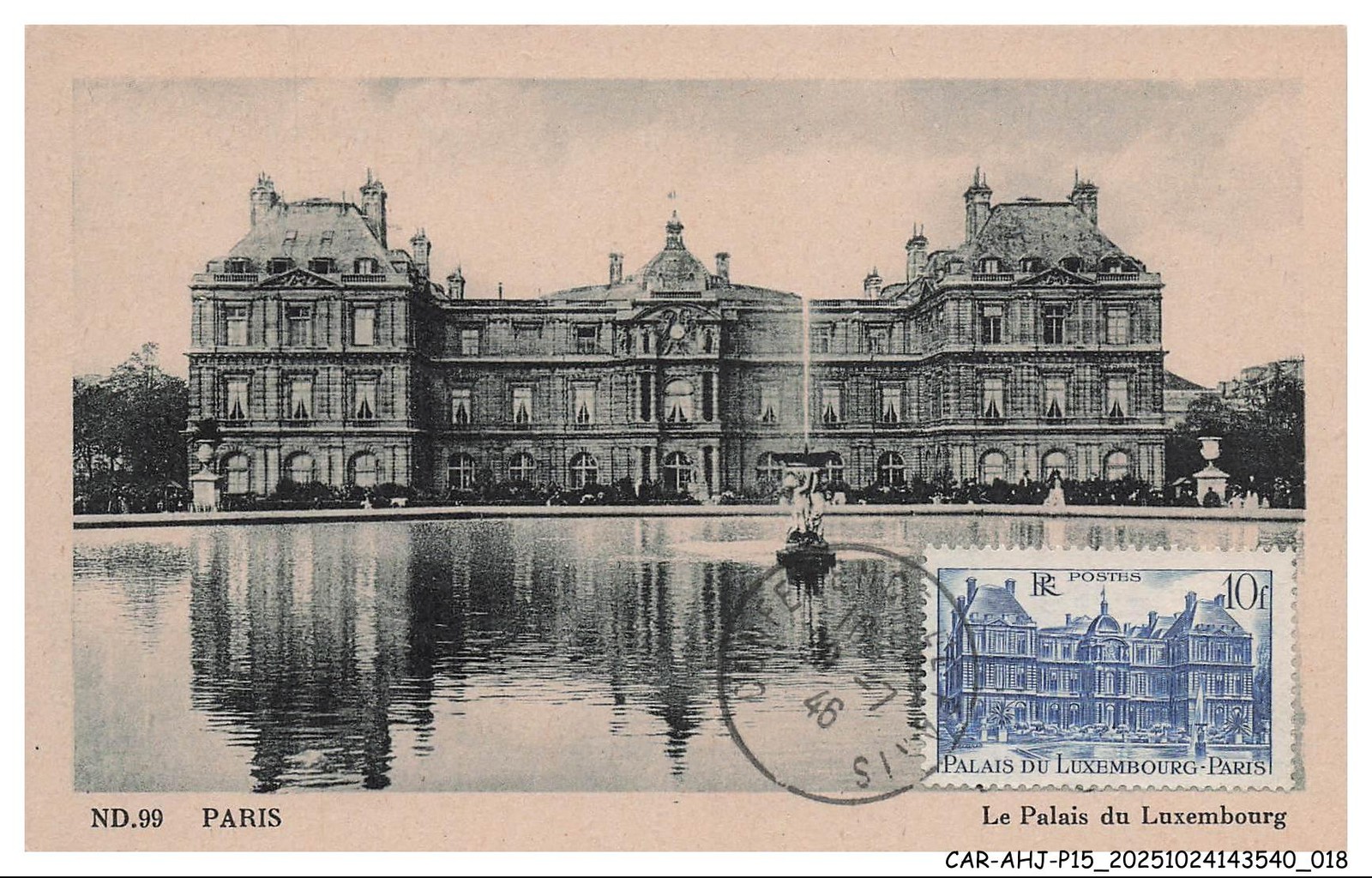CAR-AHJP15-0725-CARD-MAXIMUN - Paris - The Palace Of Luxembourg - 1946