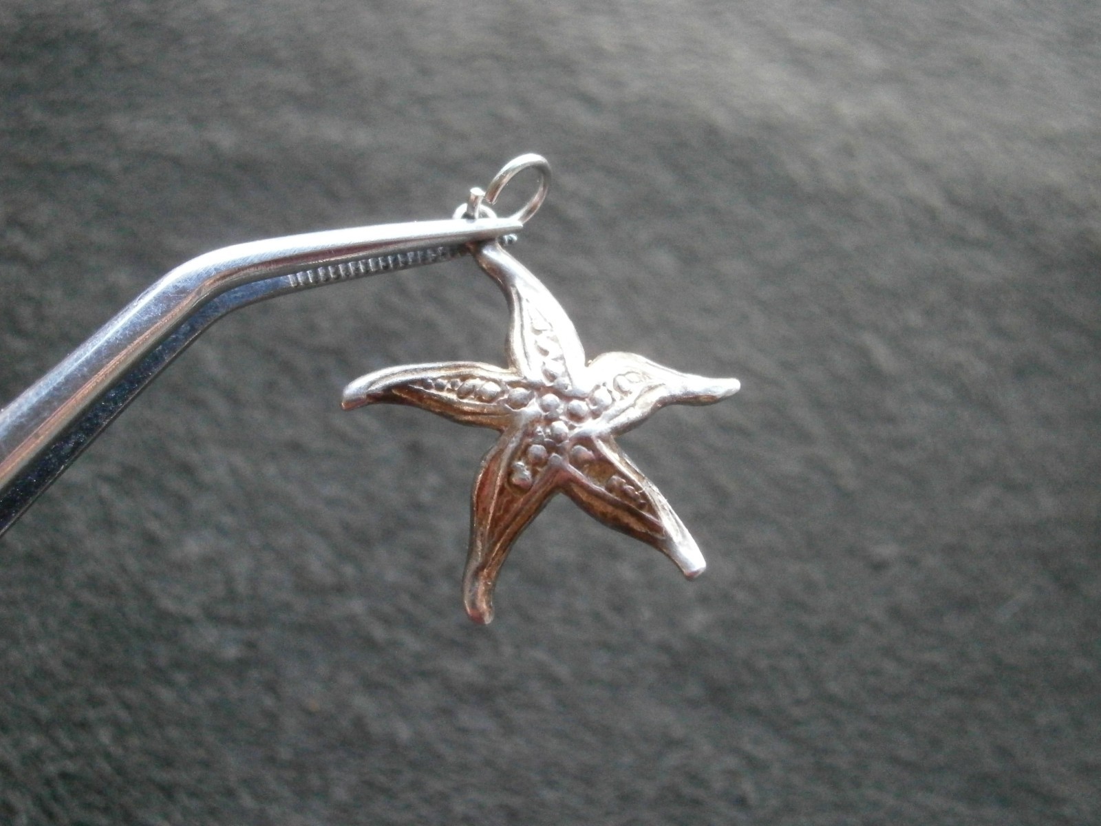 Starfish Detailed Vintage Sterling Silver Bracelet Charm Pendant  1.7g
