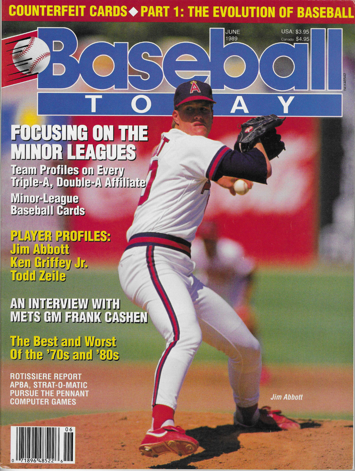 Baseball Today Magazine June 1989 Jim Abbott Califonia Angels Ken Griffey Jr.