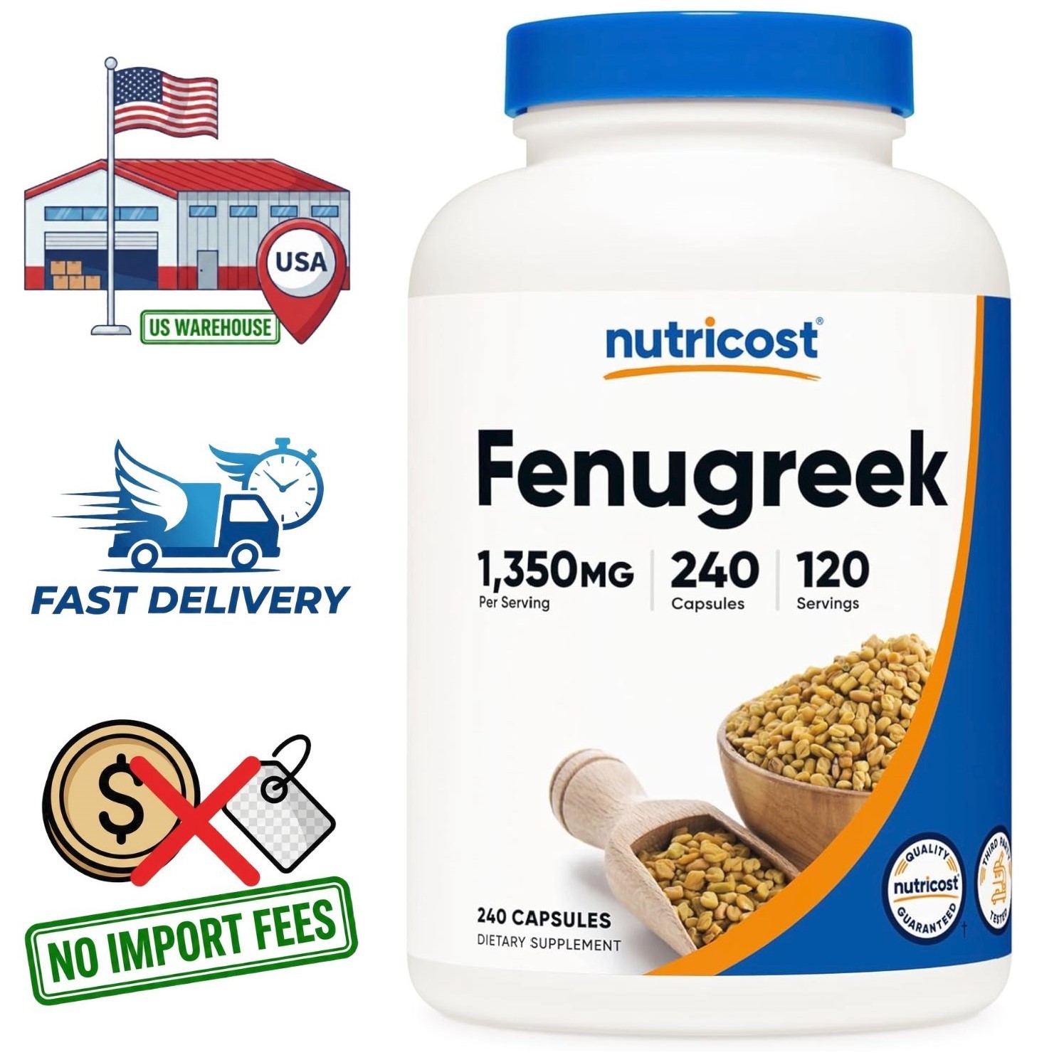 Fenogreco Extracto de Semilla 1350mg | 240 Cápsulas de Polvo | 4 Meses