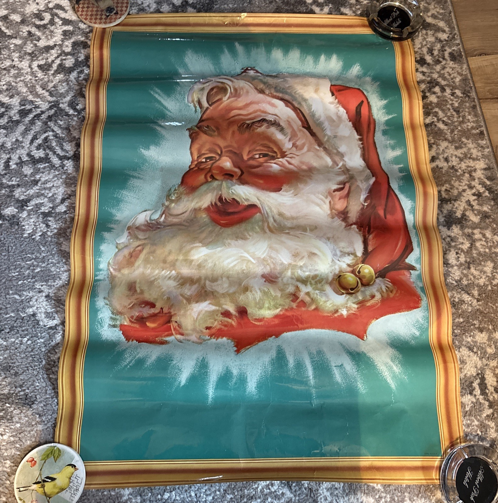Vtg USA Litho POSTER SANTA Clause 35x25 1/2” Poster