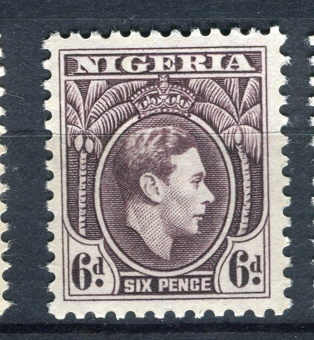 NIGERIA; 1938 early GVI Portrait issue fine MINT MNH Unmounted 6d. value