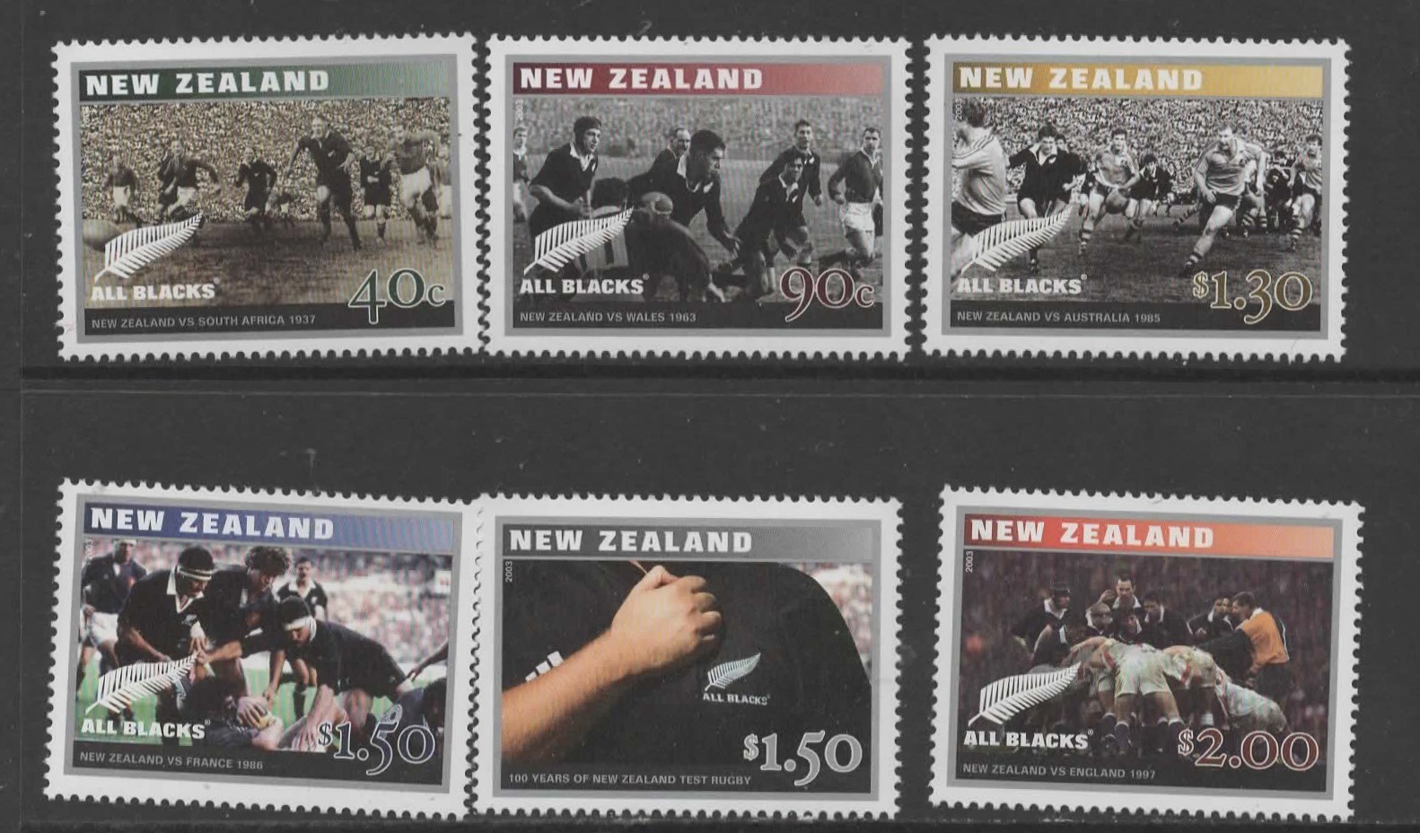 NEW ZEALAND SG2623/8 2003 TEST RUGBY MNH