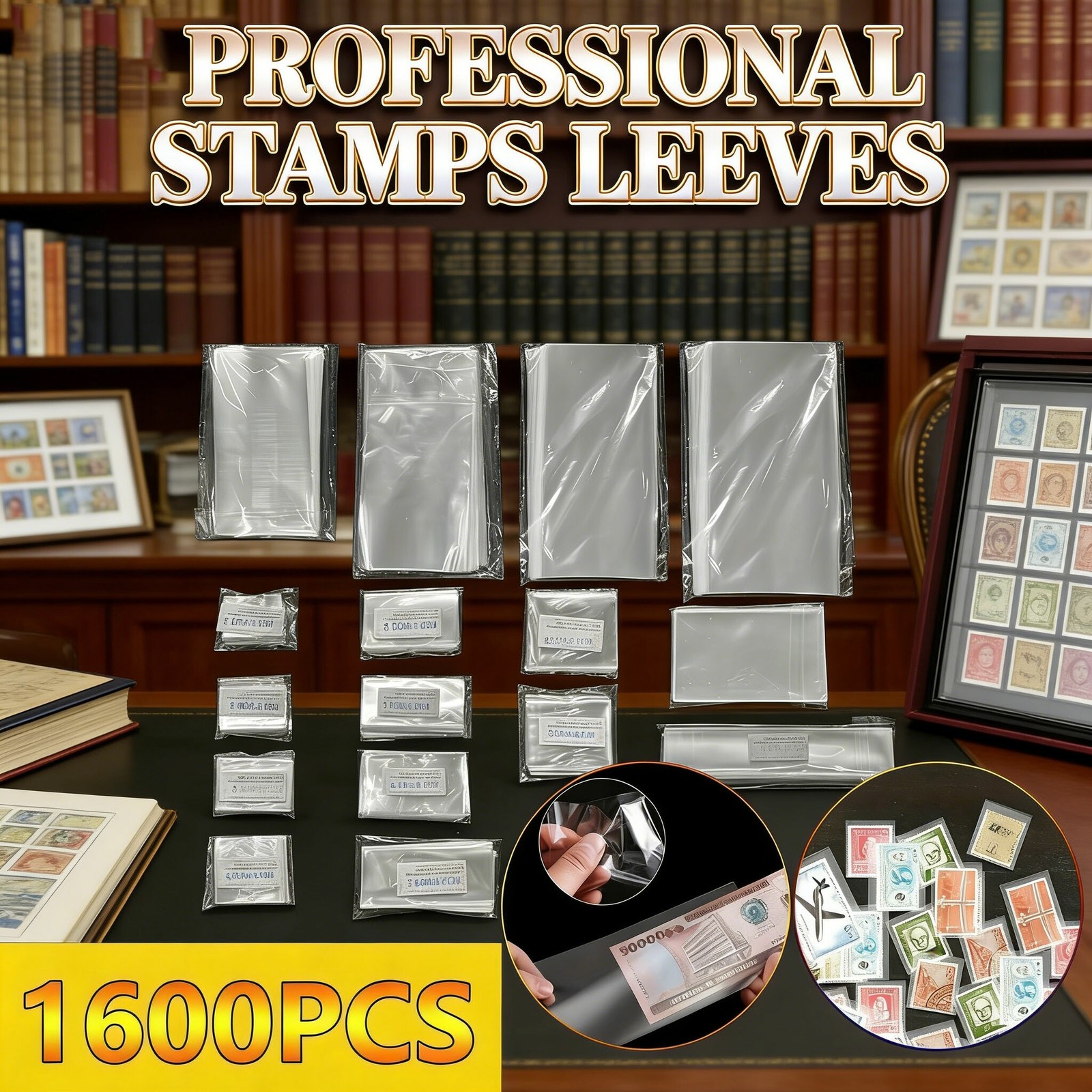 Professional Stamp Bags | 100Pcs/Bag | 16-Size OPP Collectors Protectors