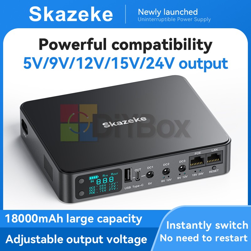 18000mAh UPS Battery Backup Mini Uninterruptible Power Supply for Camera Routers