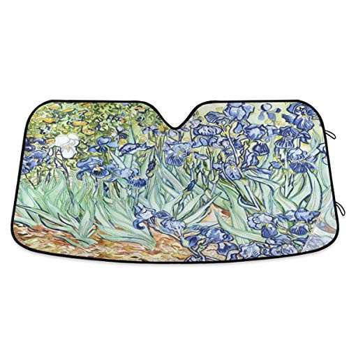 Car Windshield Sunshade Irises Vincent Van Gogh Pattern, Blocks Sun Visor Blue