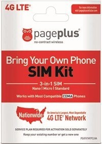 Page Plus SIM CARD 4G LTE 3 in 1 Sim Kit, Black (Nano-Micro-Standard) 