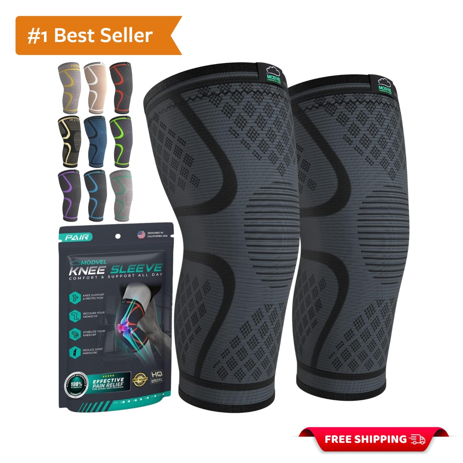 2-Pack Compression Knee Braces for Ultimate Support & Pain Relief - Medium Size
