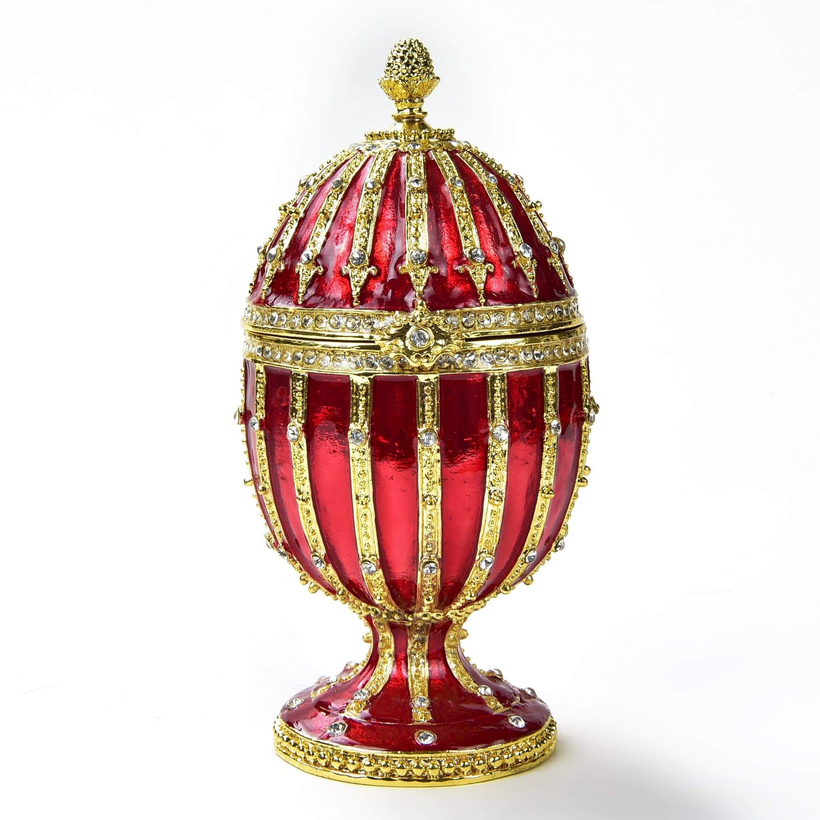 Red Faberge Egg Jewelry Box/Stash with Element Crystals and Gemstones Made fo...